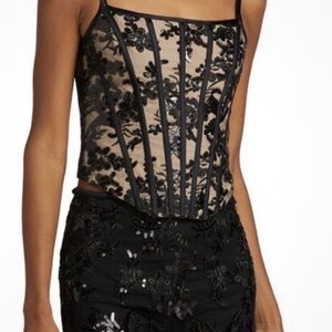 Alice + Olivia Black Lace Cressida Corset Top